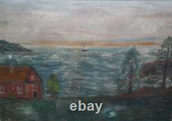 Antique Oil Painting On Panel Seascape G. Philips George Phillips 1914