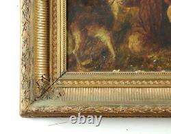 Antique Oil Painting, Outdoor Scene, with Figures, W. Bromley (UK), 1800