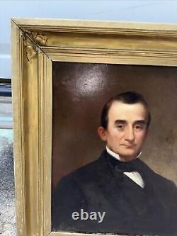 Antique Oil Painting Portrait of Gentleman Presidential 19th Century 37 X 32