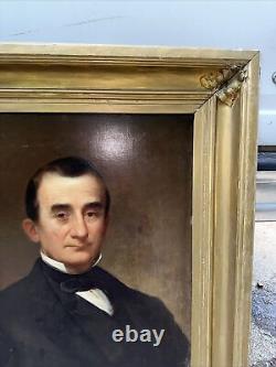 Antique Oil Painting Portrait of Gentleman Presidential 19th Century 37 X 32