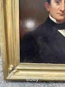 Antique Oil Painting Portrait of Gentleman Presidential 19th Century 37 X 32