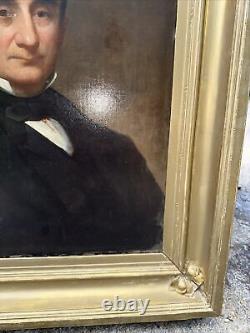 Antique Oil Painting Portrait of Gentleman Presidential 19th Century 37 X 32