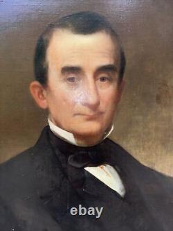 Antique Oil Painting Portrait of Gentleman Presidential 19th Century 37 X 32