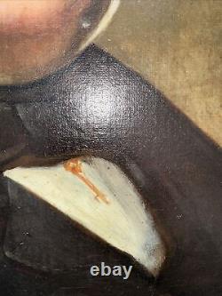 Antique Oil Painting Portrait of Gentleman Presidential 19th Century 37 X 32