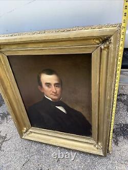 Antique Oil Painting Portrait of Gentleman Presidential 19th Century 37 X 32