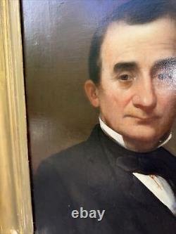 Antique Oil Painting Portrait of Gentleman Presidential 19th Century 37 X 32