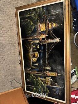 Antique Oil Painting Williams Art Studio 51 Inches Length