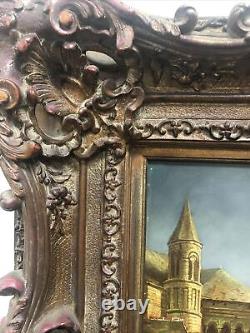 Antique Oil Painting on Board with Wood Frame