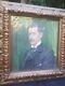 Antique Oil On Canvas Painting Male With Mustache Portrait Framed Late 19th C