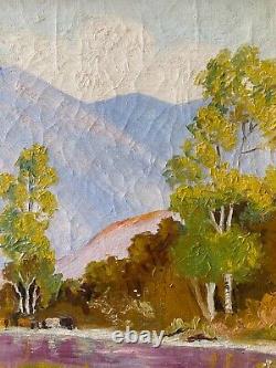 Antique Old California Impressionist Landscape Oil Painting, Tompkins 1940