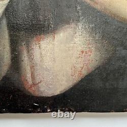 Antique Old Master Painting Large Oil Religious Icon Portrait St Thomas Aquinas