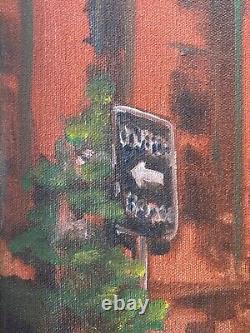 Antique Old WPA American Regionalism Industrial Cityscape Oil Painting, 1950s