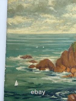 Antique Painting France Large Fort La Latte Historic Coastal Listed Henry Lovins