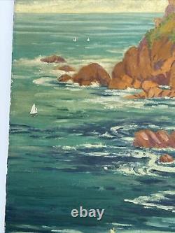 Antique Painting France Large Fort La Latte Historic Coastal Listed Henry Lovins