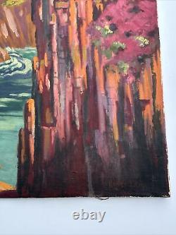 Antique Painting France Large Fort La Latte Historic Coastal Listed Henry Lovins