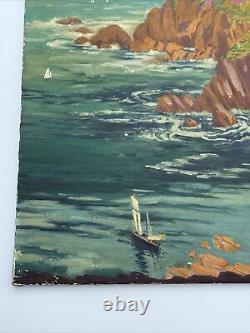 Antique Painting France Large Fort La Latte Historic Coastal Listed Henry Lovins