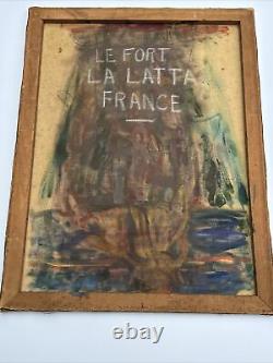 Antique Painting France Large Fort La Latte Historic Coastal Listed Henry Lovins