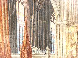 Antique Painting, OIl on Canvas, Signed, A. Bentley Cathedral Scene, 19t/20th C