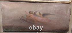 Antique Painting Oil Canvas Nymphs August Friedrich Schenck France Rare Old 19th