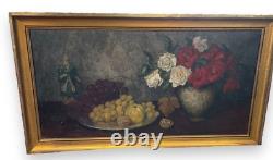 Antique Painting Oil On Canvas Still Life With Fruit Chinese Louis Défontain 20c