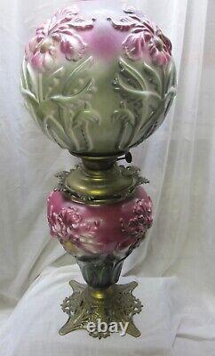 Antique Pittsburgh Painted Regal Iris Parlor Vase Gone With The Wind Lamp