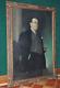 Antique Portrait Man Oil On Canvas Suit Column Carrying Cigar Framed Dated Rare
