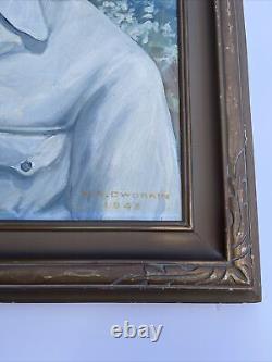 Antique Portrait Painting American Wpa Regionalism Handsome Young Man Large Oil