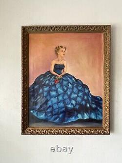 Antique Pretty Woman Impressionist Oil Painting Vintage Modern Dress Female Lady