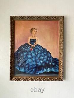 Antique Pretty Woman Impressionist Oil Painting Vintage Modern Dress Female Lady