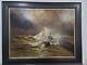 Antique Seascape Oil Painting By Lars Johnson Haukaness Christiania C. 1890