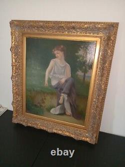 Antique Seated Woman Roman/Grecian Painting