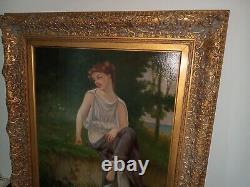 Antique Seated Woman Roman/Grecian Painting