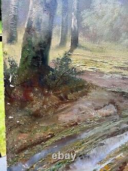 Antique Signed Karl Vikas Oil Painting Fontainebleau Woods France Forest 40 old