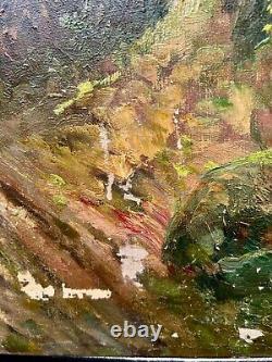 Antique Signed Karl Vikas Oil Painting Fontainebleau Woods France Forest 40 old