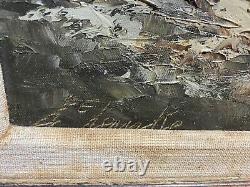 Antique Signed Oil Painting J. E. Lemke Mountain Alpine Landscape Golden Frame