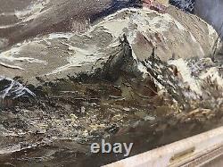 Antique Signed Oil Painting J. E. Lemke Mountain Alpine Landscape Golden Frame