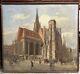 Antique St. Stephen's Gothic Cathedral Oil Painting Edvard Weie Vienna Cityscape