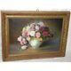 Antique Swiss Flowers Painting Oil Canvas Still Life Signed & Dated 1924
