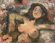 Antique Thing Large Oil Painting French Figure Model Woman Impressionism 22x28