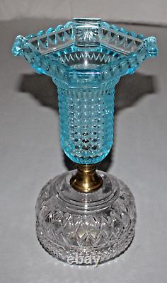 Antique Thousand Eye Mix & Match Blue Kerosene Oil Lamp For #2 Burner