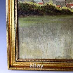 Antique Tonalist Landscape Oil Painting in the manner of Corot