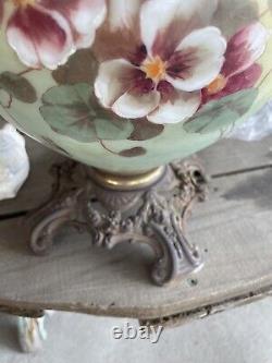 Antique Very Large Parlor Hand Painted Gone with the Wind Oil Lamp Non-Converted