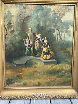 Antique Victorian ALLEGORICAL PAINTING Nymphs