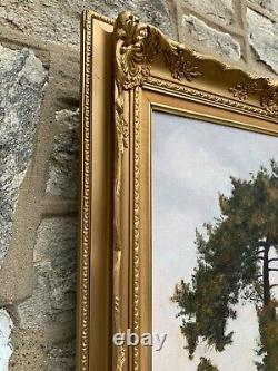 Antique Victorian Art Painting Oil On Canvas Gold Gilt Frame Signed LeOra 27X37