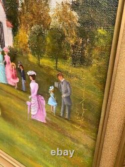 Antique Victorian Art Painting Oil On Canvas Gold Gilt Frame Signed LeOra 27X37