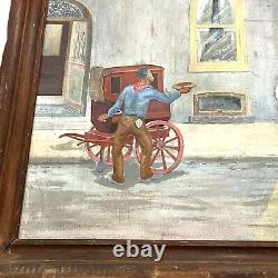 Antique Vintage 1940's George Leslie Engel Large Oil on Masonite Estate Painting