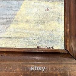 Antique Vintage 1940's George Leslie Engel Large Oil on Masonite Estate Painting