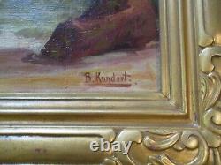 Antique Vintage Large Oil Painting Listed Plein Air Coast Beach Painting Sea