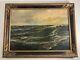 Antique Vintage Original Oil Painting Ocean Waves Seascape -gilt Frame, Signed