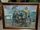 Antique Early 20th Century High Sea Drama Large Oil Painting